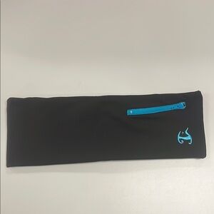 Hip Appeal Black stretch belt / with front & back Pouch w/ Blue Zipper size s/m